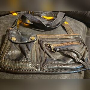 OUSHKA Brown Leather Crossbody Bag